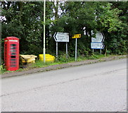 SS9386 : Red phonebox alongside the A4061 in Blackmill by Jaggery