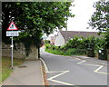 Warning sign - no footway for 200 yds, Bull Lane, Maiden Newton