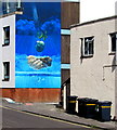 Shades of blue and turquoise on a Westbourne Grove wall, Bedminster, Bristol