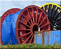 Huge cable reels next to Wensleydale Terrace