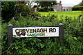 H4868 : Damaged road sign along Crevenagh Road by Kenneth  Allen