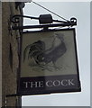 Sign for the Cock public house, Darwen