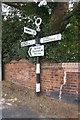 Signpost on east side of Nottingham Road opposite Bunny Lane