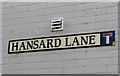 Hansard Lane (road name sign)