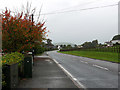 The A44 road running through Capel Bangor