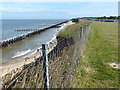 Sea defences below the Broadland Sands Holiday Park