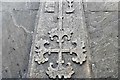 Sherburn in Elmet, All Saints Church: c14th grave slab, clearly the memorial to a priest