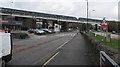 Long train on a railway viaduct, Swansea