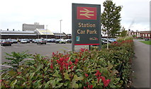 SJ7154 : Crewe Railway Station Car Park name sign by Jaggery