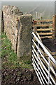 Benchmark on gatepost at track gateway off Bransty Road