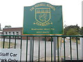 Nameboard outside The Russell School, Chorleywood