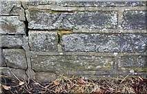 SE0234 : Benchmark on Oxenhope Cemetery wall by Roger Templeman