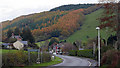 The A44 road sweeps through Capel Bangor