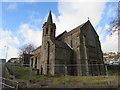 Fenced-off former church on a Plasmarl corner, Swansea