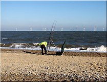 TG5310 : Beach fishing at North Denes by Evelyn Simak
