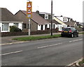 Warning signs alongside Merlin Crescent, Bridgend