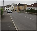 Houses at a bend in Shakespeare Avenue, Bridgend