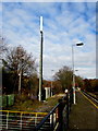 Telecoms mast and cabinets near Ystrad Mynach railway station