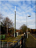 ST1494 : Telecoms mast and cabinets near Ystrad Mynach railway station by Jaggery