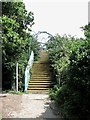 Steps to footbridge over railway near West St Leonards