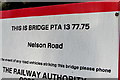 Nelson Road railway bridge identifier near Tredomen