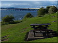 Picnic bench next to the Firth of Tay