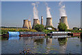SK4929 : River moorings and power station at Ratcliffe on Soar by Roger  D Kidd