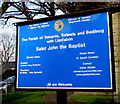 Information board for St John the Baptist, High Street, Nelson