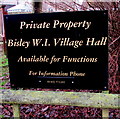 Bisley W.I. Village Hall name sign