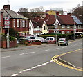 Warning signs on the approach to a bend in Lodge Road, Caerleon