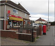 ST3386 : Queen Elizabeth II pillarbox outside Nash Stores, Nash Road, Newport by Jaggery