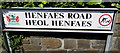 Henfaes Road/Heol Henfaes name sign, Tonna