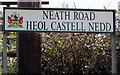 SS7698 : Neath Road bilingual name sign, Tonna by Jaggery
