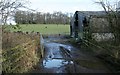 Farm building and grazing sheep