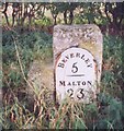 SE9745 : Old Milestone and mounting block by the B1248, east of South Dalton by J Harland