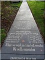 We will remember: path in the Hester Pit Memorial Garden