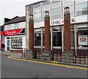 ST1586 : Three brick columns outside HSBC UK, Cardiff by Jaggery