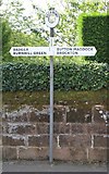 SJ7601 : Old Direction Sign - Signpost, Badger Lane, Beckbury Parish by Milestone Society
