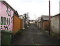 West along a Caerphilly back lane