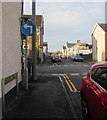 Mandatory left turn sign, Stockland Street, Caerphilly