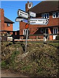 SJ5624 : Old Direction Sign - Signpost, by Moreton View, Stanton upon Hine Heath Parish by Milestone Society
