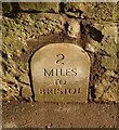 Modern Milestone by the B3128, Ashton Road, Long Ashton, Somerset