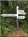 SCC fingerpost at Roebuck Lane junction (level crossing), Crowcombe Heathfield