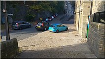 SD9927 : Pavement parking outside Hebble House (former Hole in the Wall public house), Hebden Bridge by Phil Champion