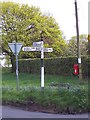 SJ8178 : Old Direction Sign - Signpost by the B5085, Knutsford Road by Milestone Society
