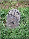 SN6693 : Old Milestone by the A487, The Park, Llangynfelyn parish by Milestone Society