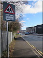 Warning sign School/Ysgol in Aberdare