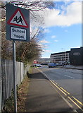 SO0002 : Warning sign School/Ysgol in Aberdare by Jaggery