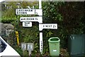 Old Direction Sign - Signpost by crossroads at Mount, Warleggan parish