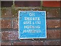 TL1698 : Spoof blue plaque, Longthorpe by Paul Bryan